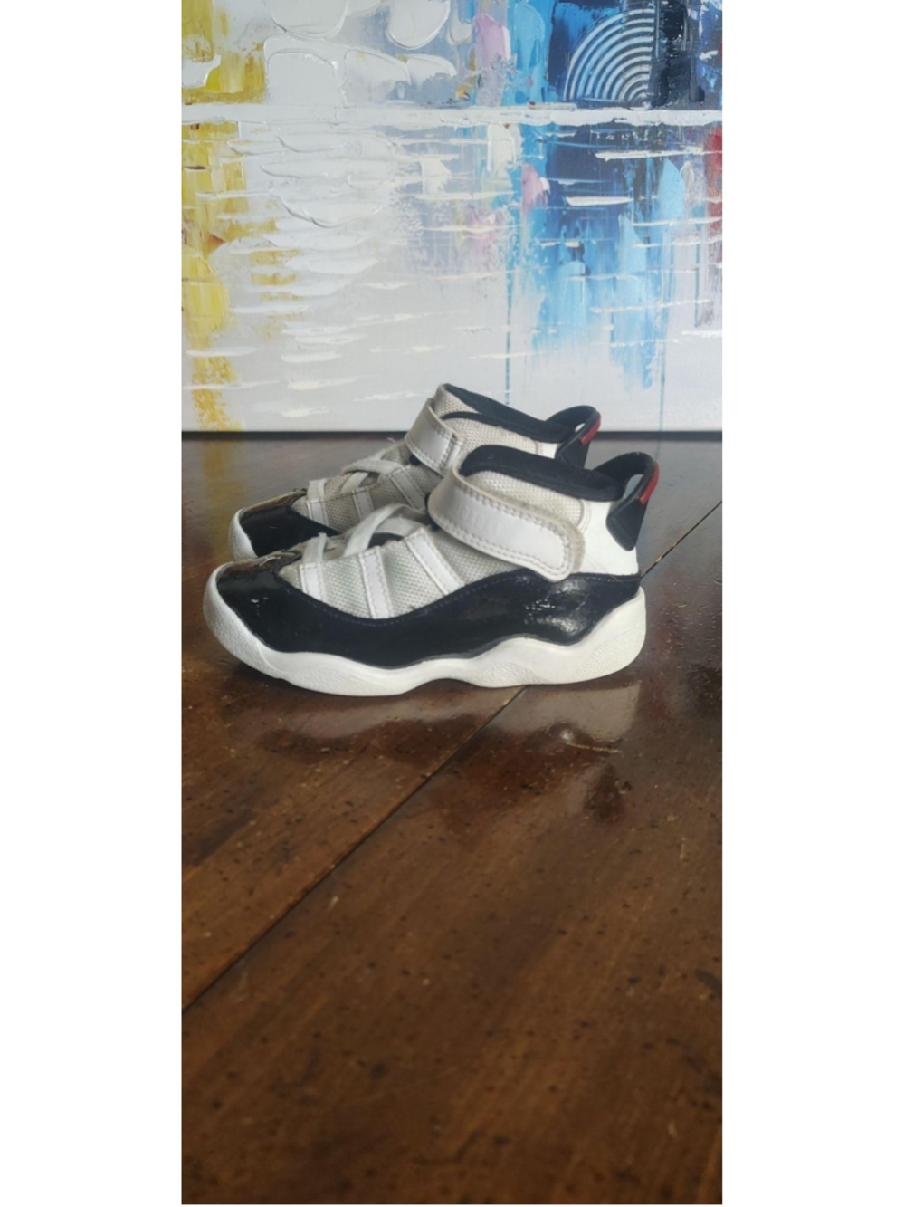 Jordan Shoes Kids Size 9C White Black Mid Top Basketball Sneakers 323420-164